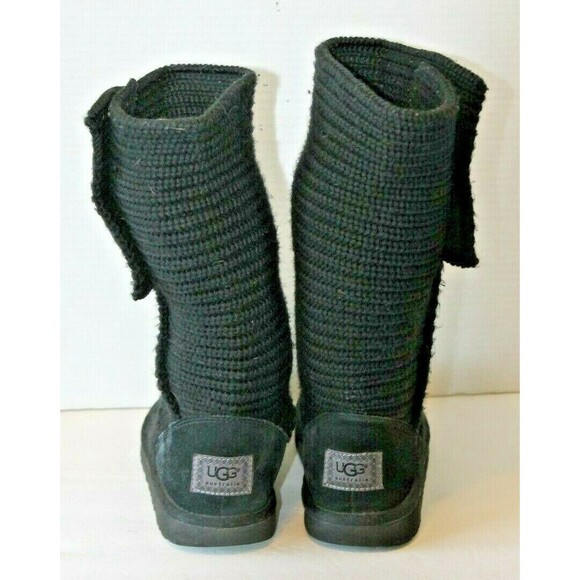 UGG Classic Cardy II Knit Boots Black Slouched Cuffed Womens Size 8 - Picture 4 of 7